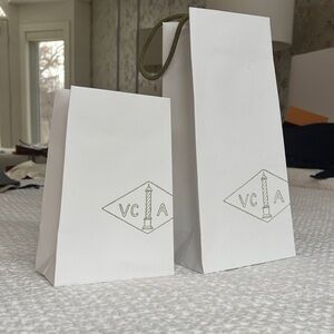 Van Cleef & Arpels White Gift Bags with Green Logo